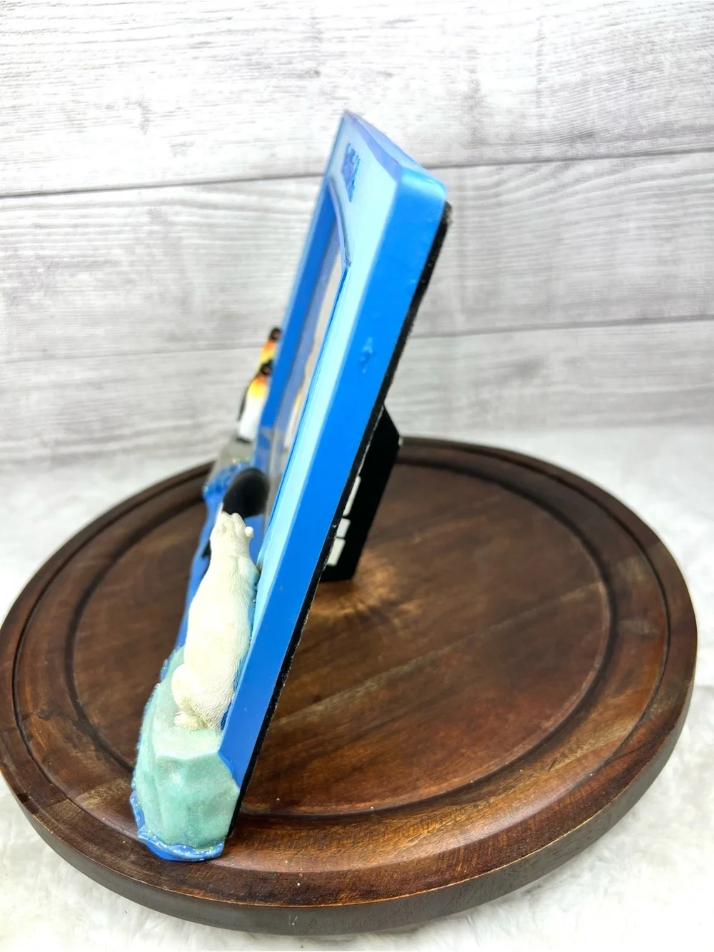 Vintage Sea World Blue Large Picture Frame Orca Polar Bear Penguin 3D Frame 90s